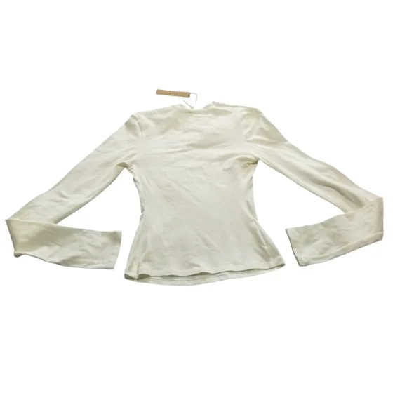 Skims Cotton Jersey Long Sleeve T Shirt Marble WHITE Size XSmall NWT - Picture 2 of 6